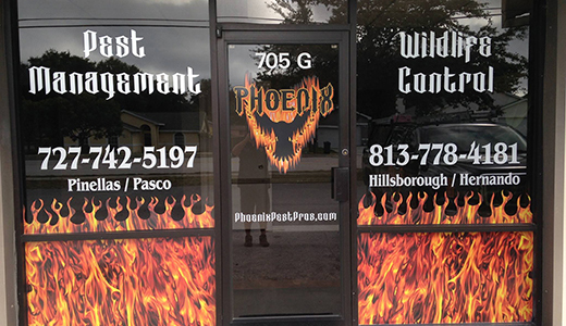 Contact Info on the Office Door of Best Pest Control Company Servicing Ocala Florida